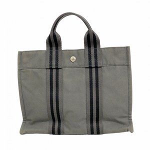 Hermes handbag Foul Tou PM canvas grey black women's